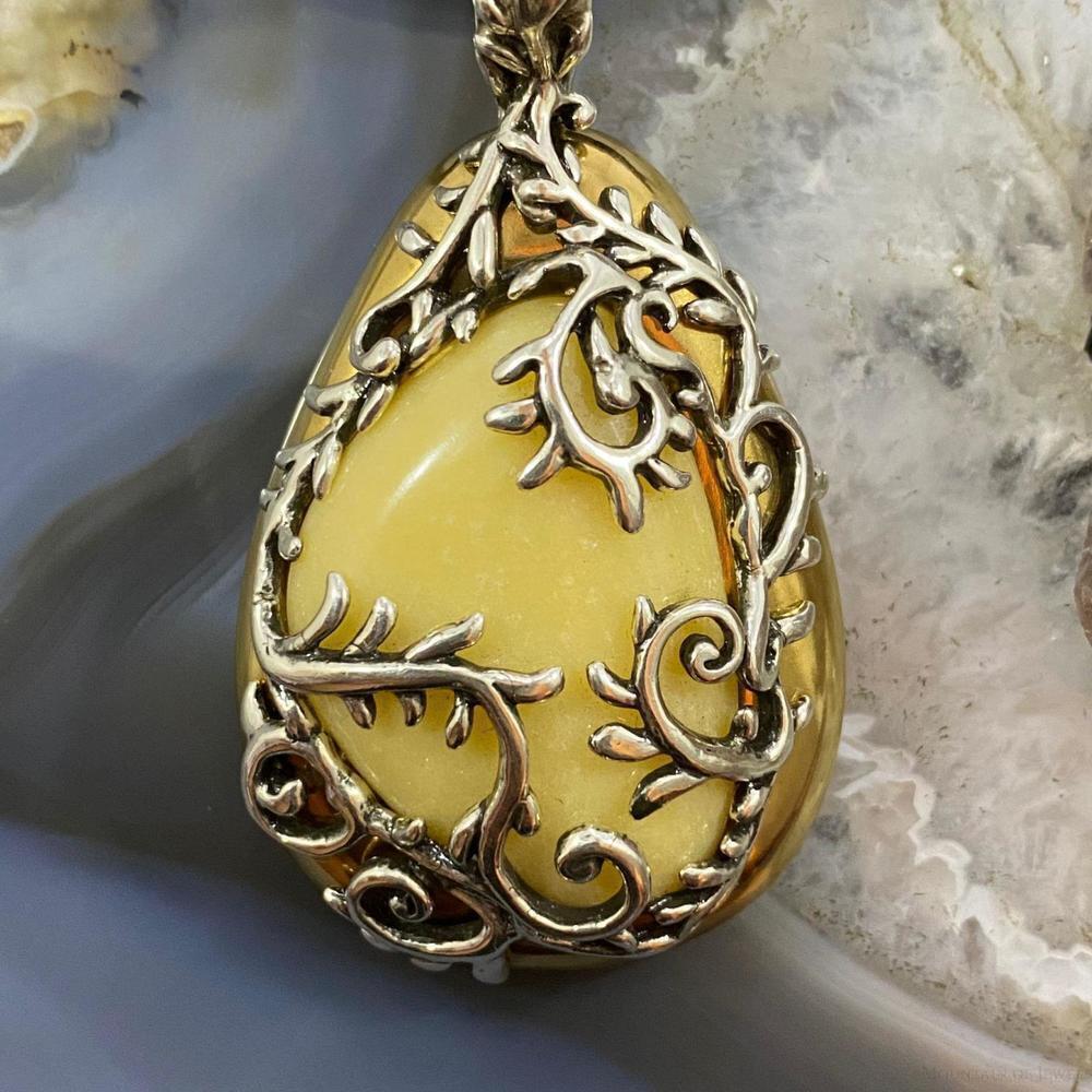 Carolyn Pollack Sterling Silver & Brass Yellow Jasper Enhancer Pendant For Women - Picture 6 of 10
